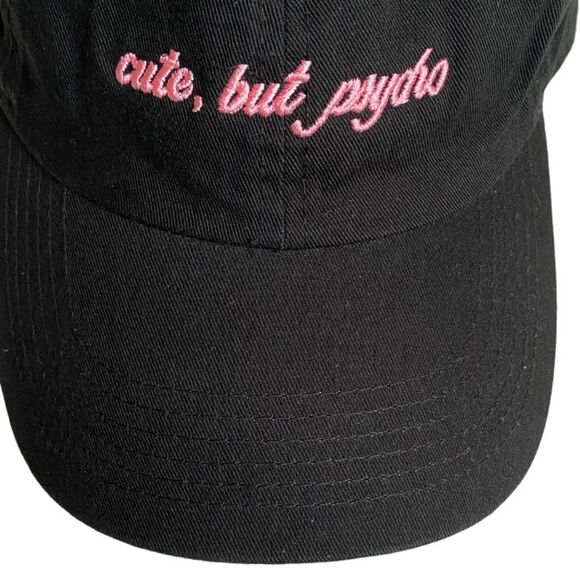 David and Young Cute, But Psycho Embroidered Black Hat Baseball Cap Adjustable - Picture 5 of 13